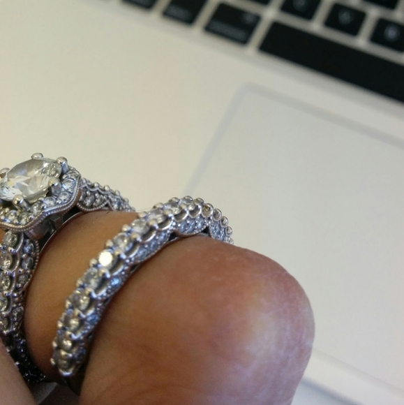 Tacori Style Diamond Engagement Ring and Wedding Band - Picture 4 of 5